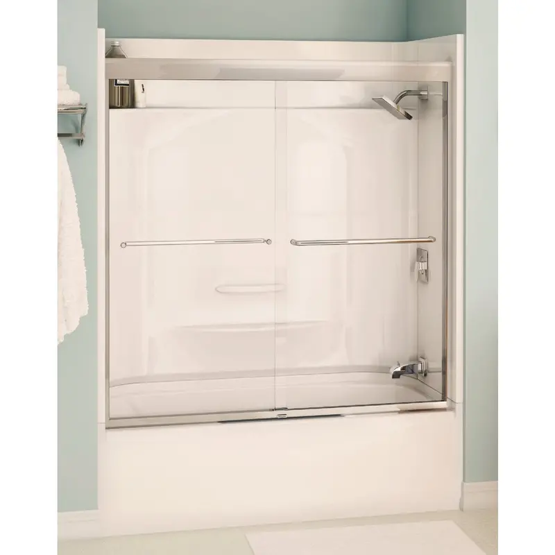 Maax Aura Semi-Frameless Sliding Tub Door – 59.5-Inch W × 57-Inch H, Chrome Frame, Clear Glass 1