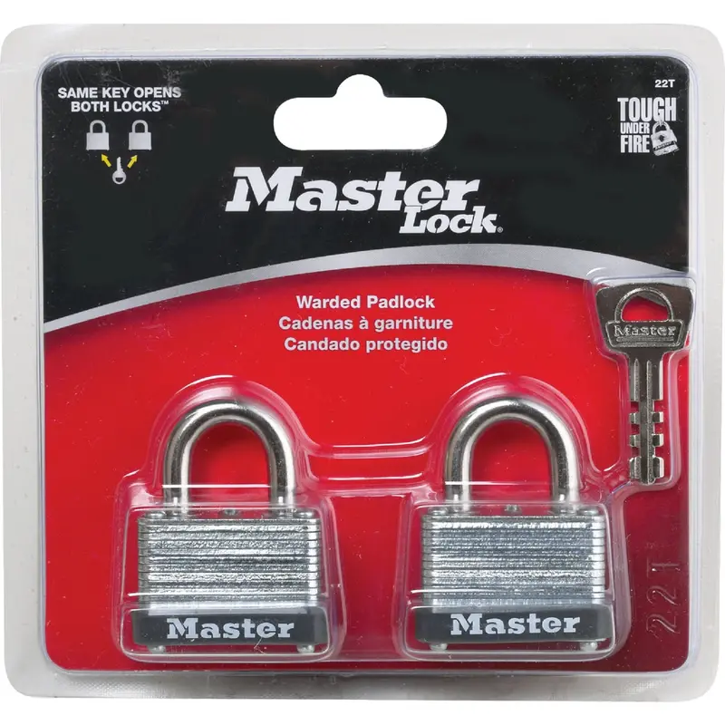 Master Lock 1-1/2-Inch Warded Padlock Set – Keyed Alike (2-Pack) 1