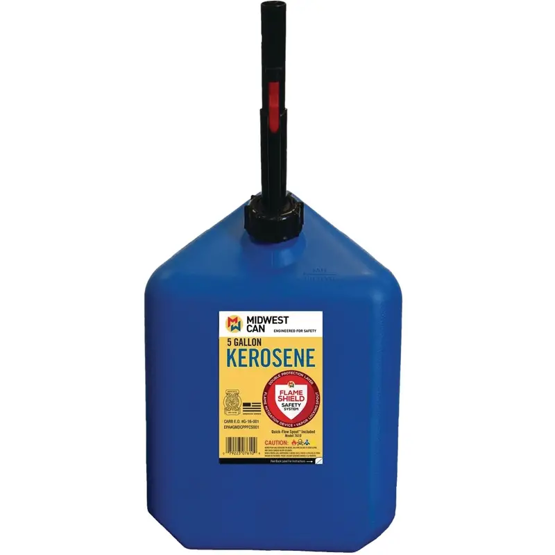Midwest Can Auto-Shutoff Kerosene Fuel Can – 5-Gallon Blue Plastic Container 1