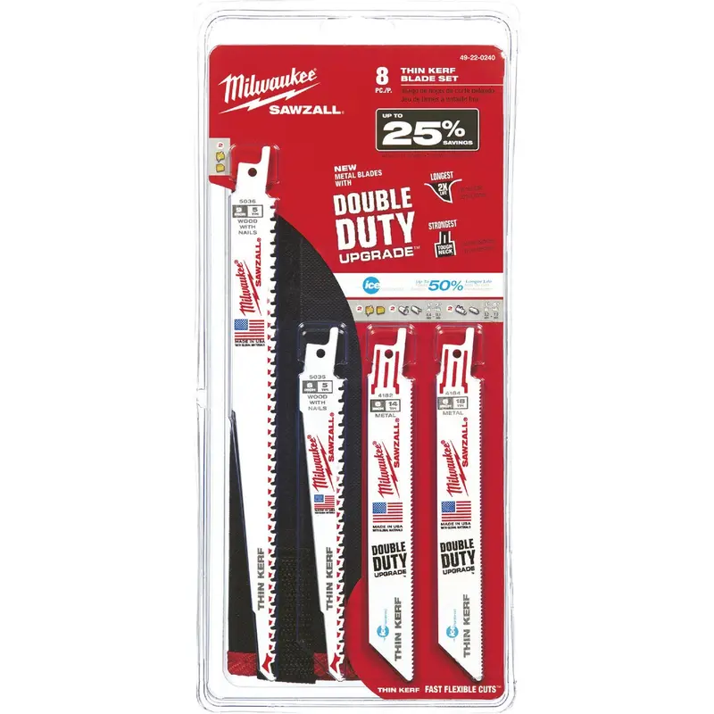 Milwaukee Sawzall Reciprocating Saw Blade Set – 8-Piece Assorted Types 1
