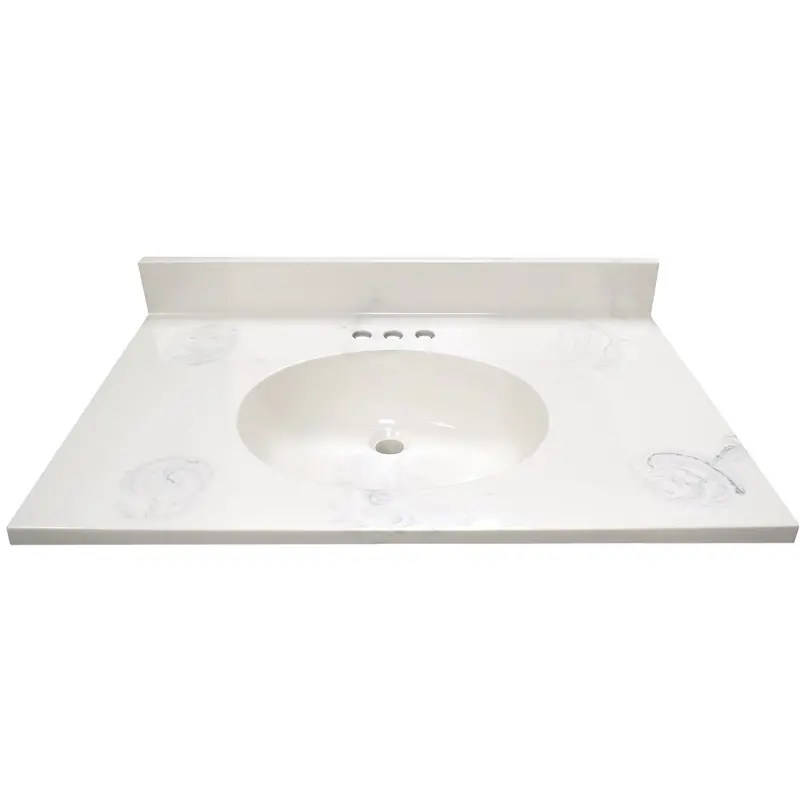 Modular Vanity Top In Marbled Dove Gray – 31" W X 22" D Cultured Marble With Oval Basin 1