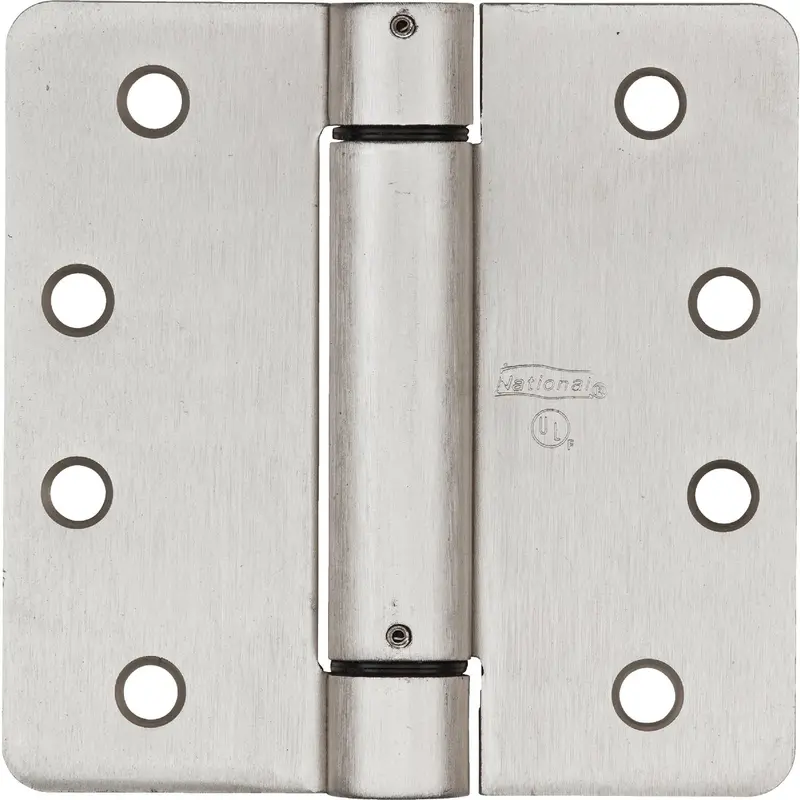 National Satin Nickel Spring Door Hinge – 4-Inch, 5/8-Inch Radius 1