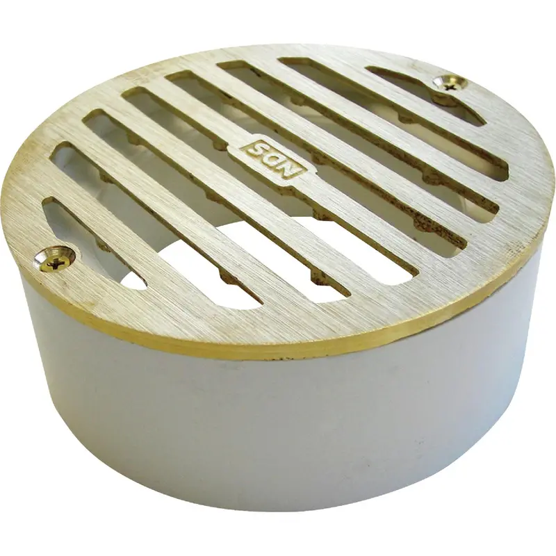 Nds 3-Inch Satin Brass Pvc Round Drain Grate With Integrated Collar 1