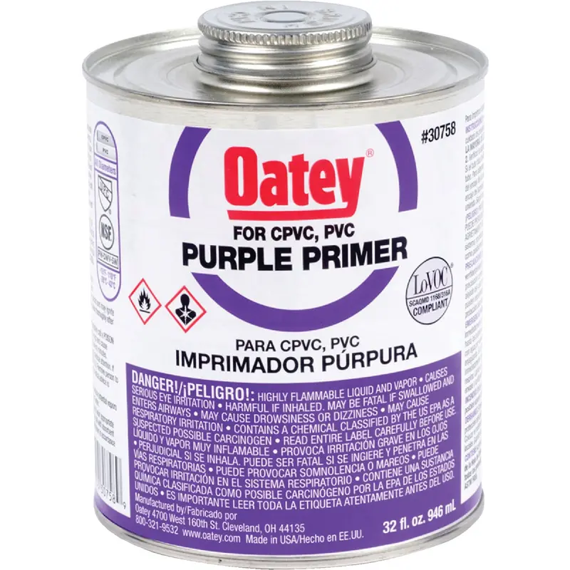 Oatey Purple Pvc/Cpvc Pipe Primer – 32 Oz Can 1