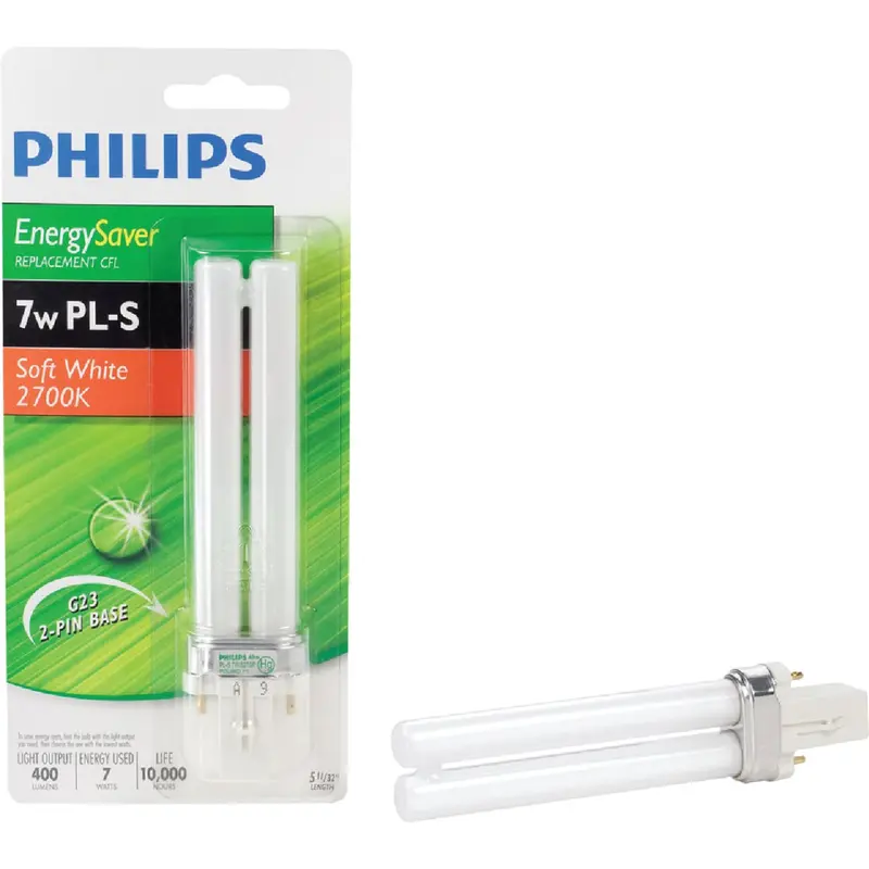 Philips Energy Saver Cfl Bulb – G23 Base, Pl-S Type, 25W Equivalent, Soft White 1