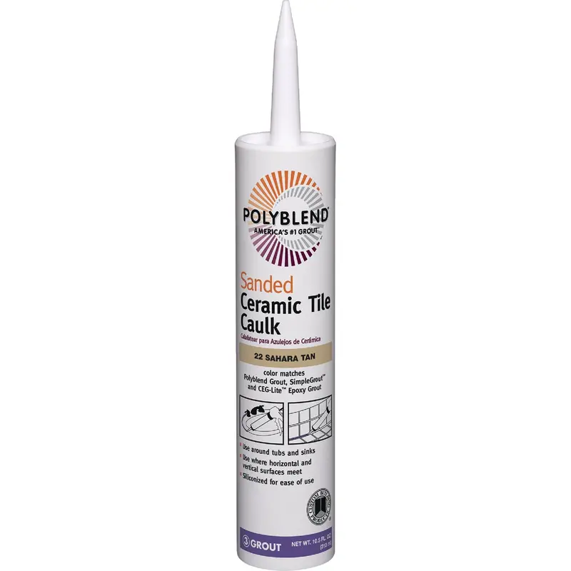 Polyblend Sahara Tan Sanded Ceramic Tile Caulk – 10.5 Oz, Mold-Resistant Formula 1