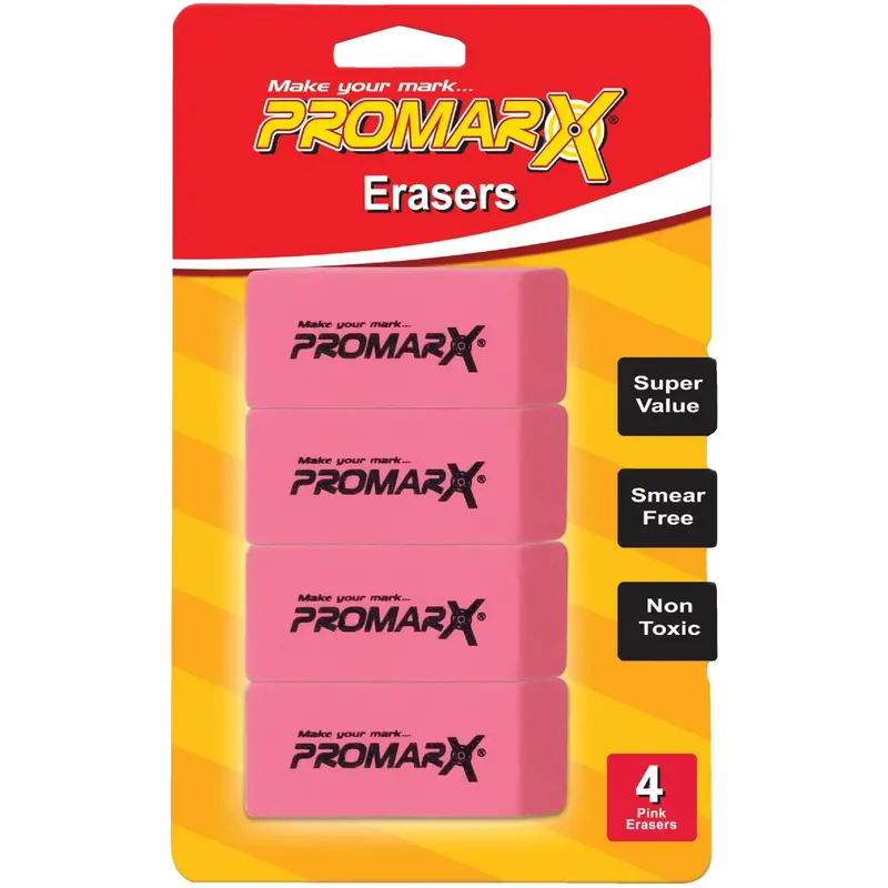 Promarx Pink Erasers – Soft, Smudge-Free Pencil Eraser Set (4-Pack) 1