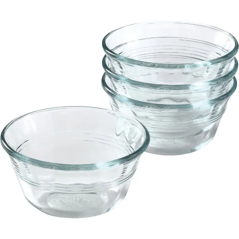 Pyrex Prepware 4-Pack 6-Ounce Custard Cups – Heat-Resistant Glass Serving Dish Set 1