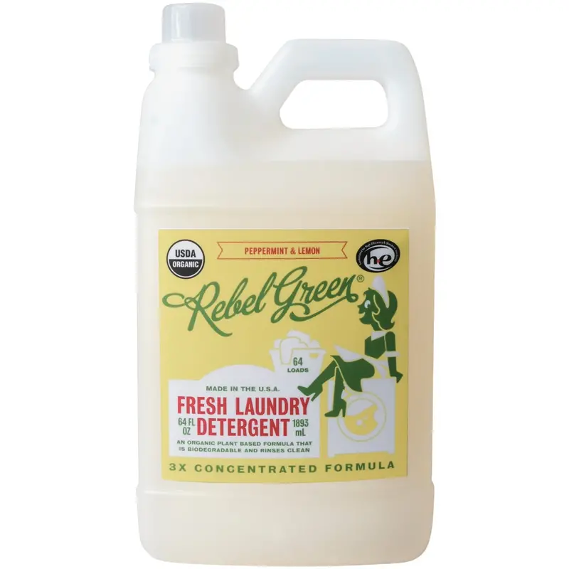 Rebel Green Peppermint & Lemon Laundry Detergent – 64 Oz (64 Loads), Plant-Based Formula 1