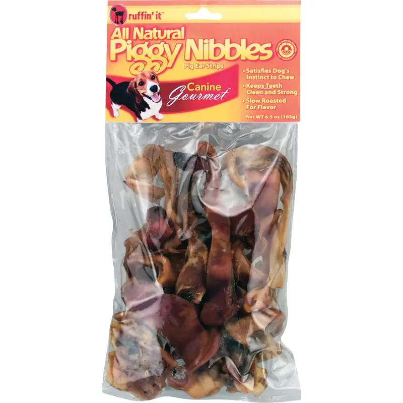 Ruffin’ It Piggy Nibbles Natural Chew Treats For Dogs – 6.5 Oz Bag 1