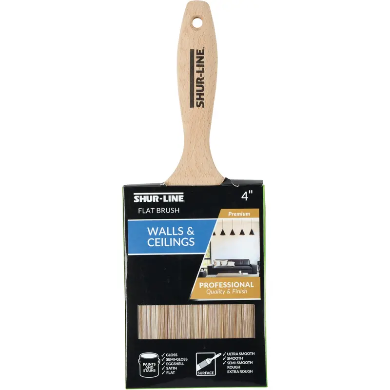 Shur-Line Shur-Flow 4 In Flat Wall Brush – Paint + Primer Ready, Synthetic Bristles 1