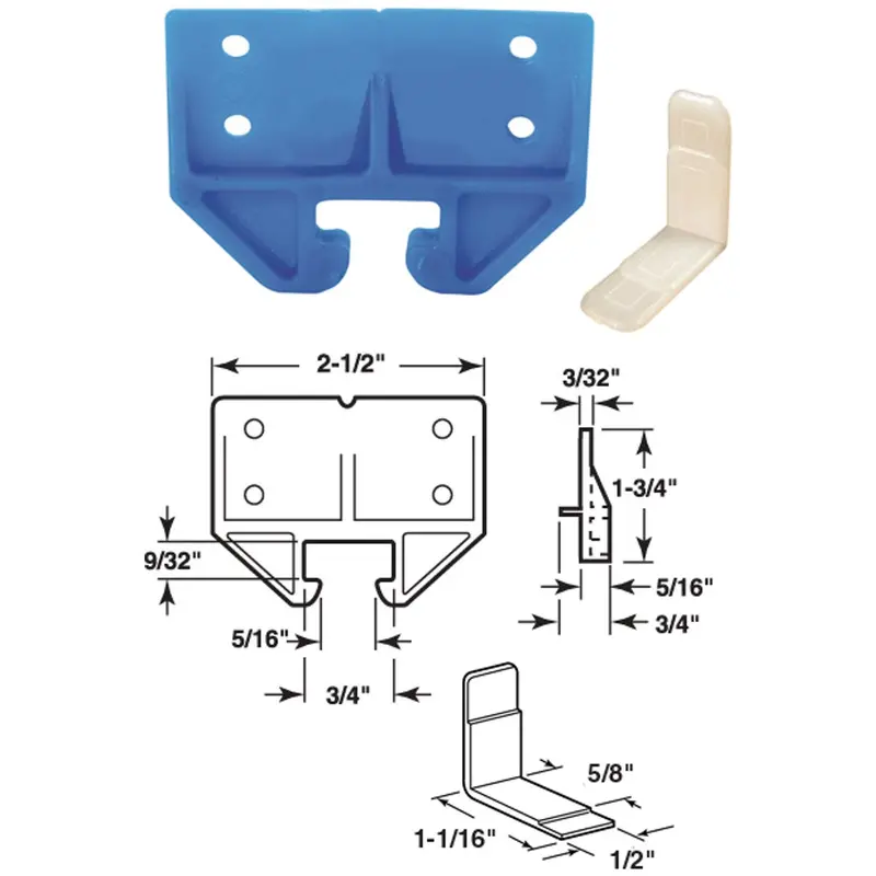 Slide-Co Drawer Slide Guide Kit – 3/4-Inch X 1/4-Inch X 3/4-Inch Blue Nylon Track System 1