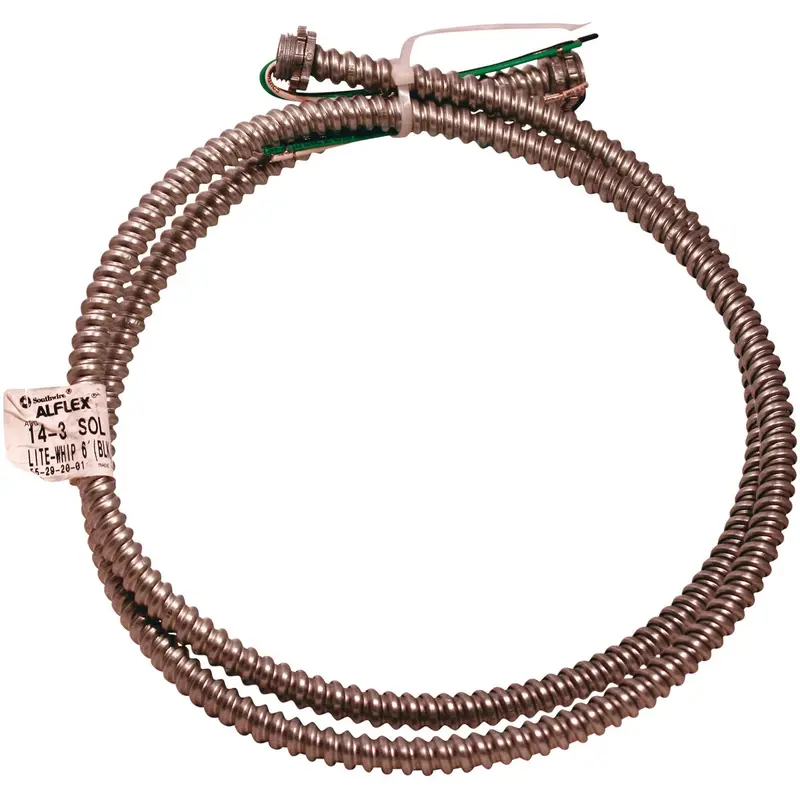 Southwire 6-Foot 14/3 Awg Flexible Metallic Pre-Assembled Whip Cord 1