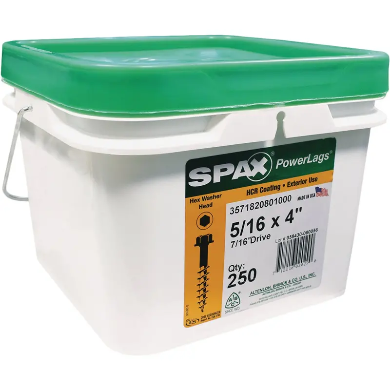 Spax Powerlags Exterior Structural Screws – 5/16-Inch X 4-Inch Hex Head, 250-Pack 1