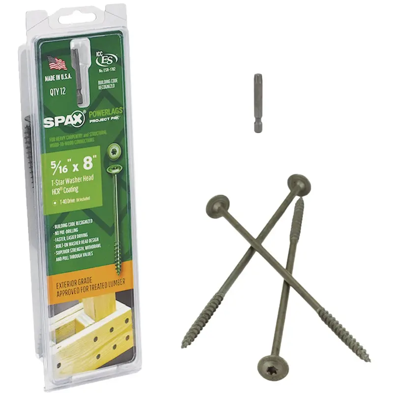 Spax Powerlags Exterior Structural Screws – 5/16" X 8", Washer Head, 12-Pack 1