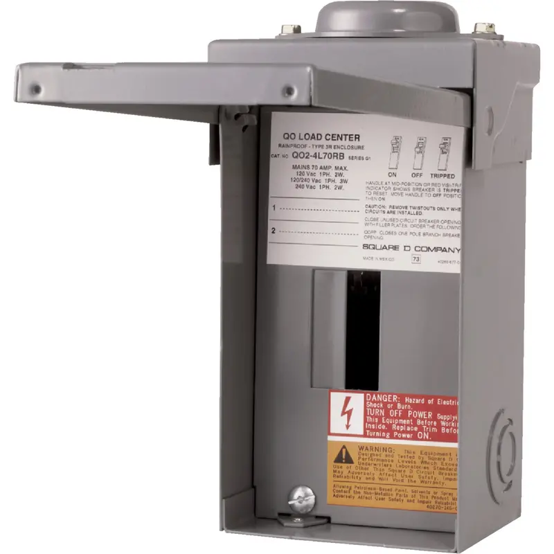 Square D Qo 70-Amp 2-Space 4-Circuit Weatherproof Main Lug Load Center 1