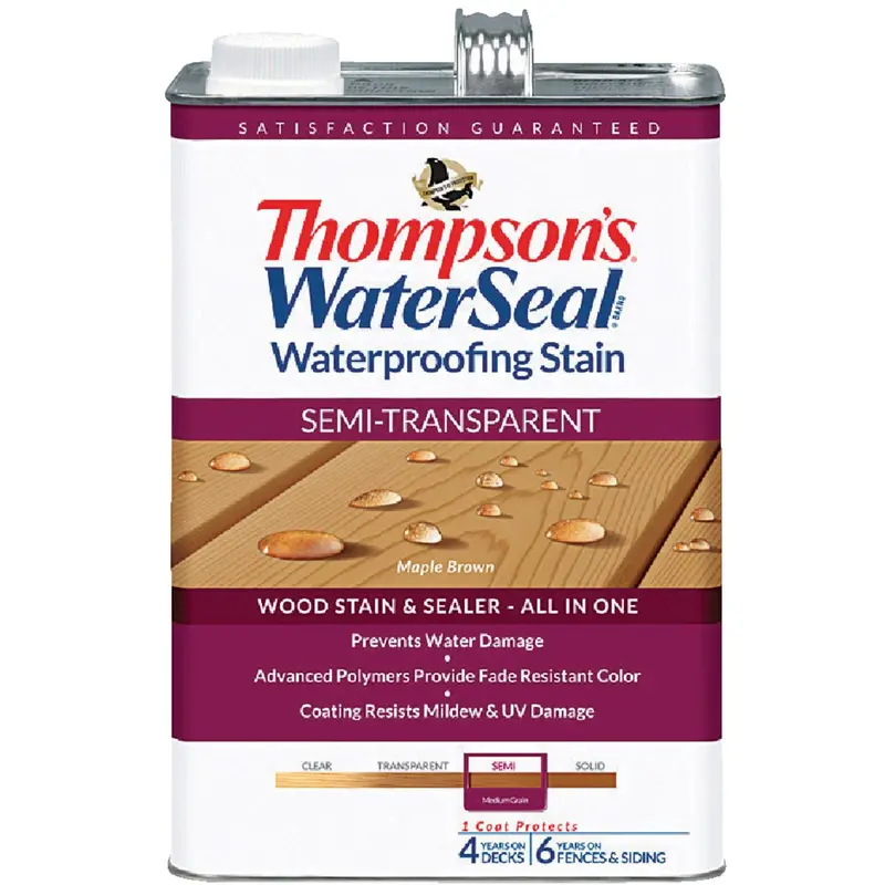 Thompson’S Waterseal Maple Brown Semi-Transparent Wood Stain – 1 Gallon Waterproofing Formula 1