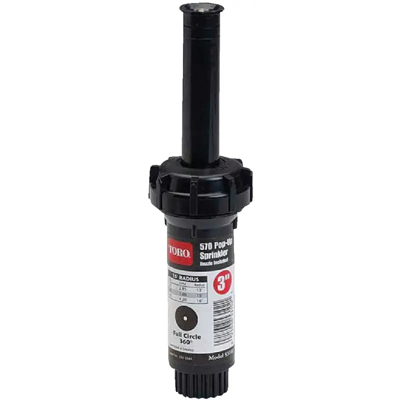 Toro Pop-Up Lawn Sprinkler – Adjustable 0°–360° Coverage, 3" Height 1