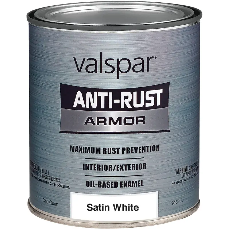 Valspar Rust-Control Enamel Paint – Oil-Based Satin Armor, White, 1 Quart Anti-Corrosion Coating 1