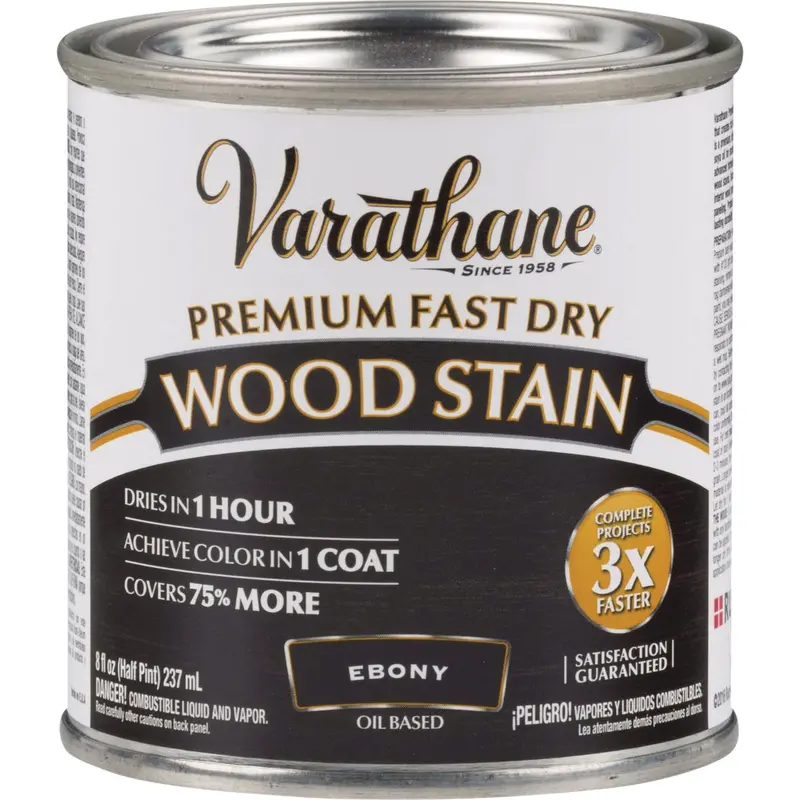 Varathane Fast-Dry Ebony Interior Wood Stain – 1/2 Pint Alkyd-Urethane Blend 1
