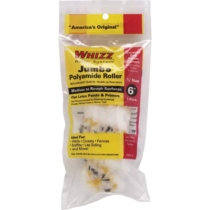 Whizz Jumbo Fabric Roller Cover – 6" X 1/2" Premium Woven Gold Stripe Refill For Smooth Painting 1